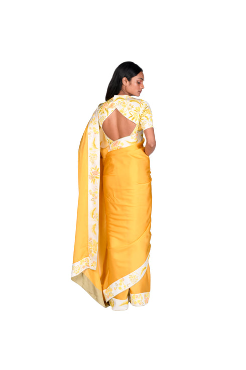Handpainted saree with teardrop blouse